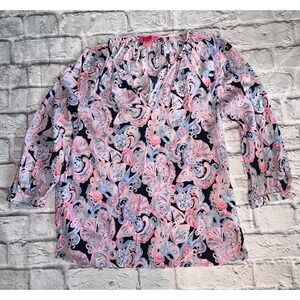 Lilly Pulitzer Blouse/ Top Floral Print  3/4 Sleeve Casual Size Small‎